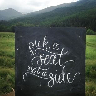 - AMY ROCHELLE PRESS - Seating chalk board lettering art for a mountain wedding.